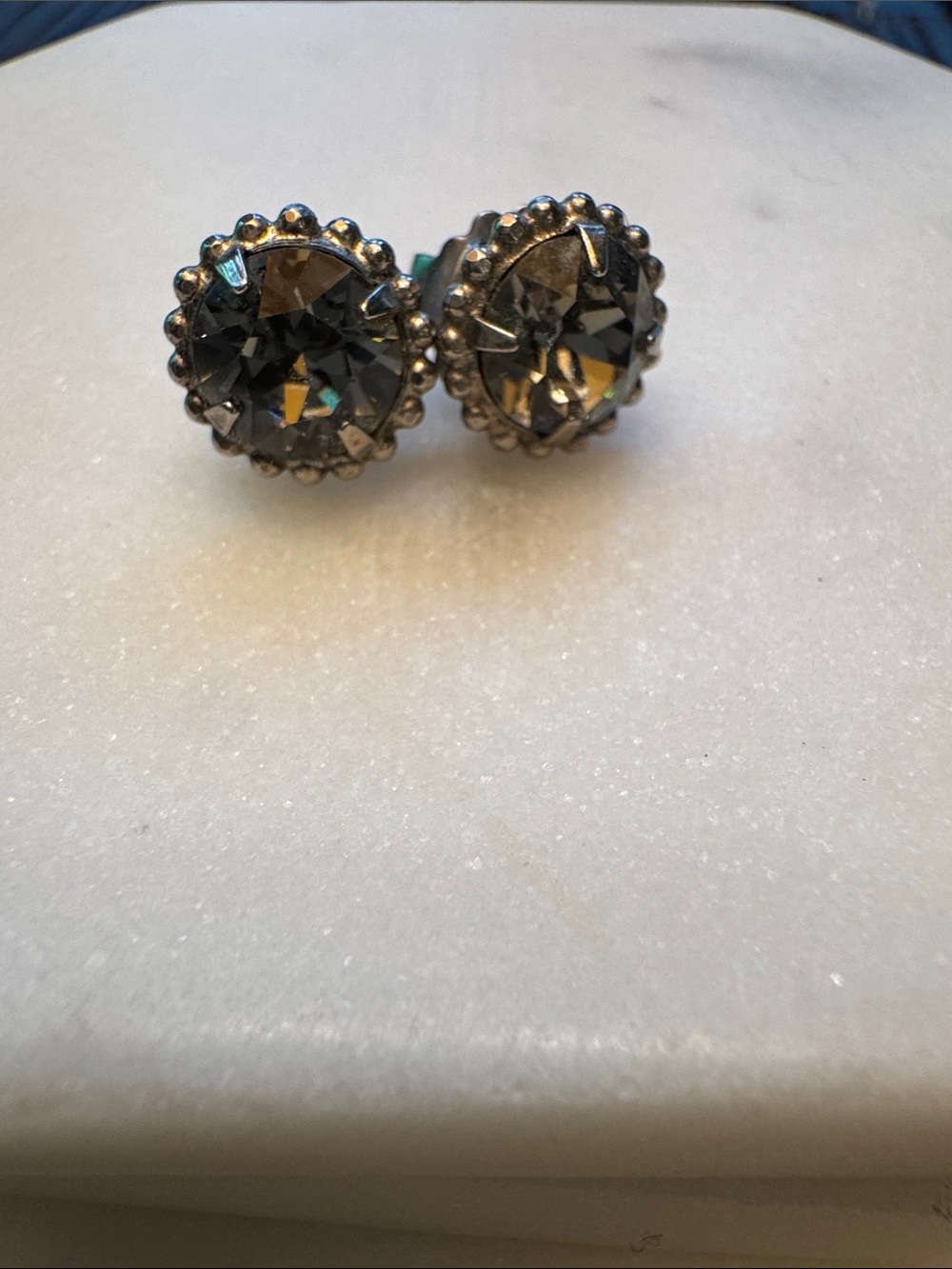 Sorrelli- Silver-Tone Smoky Crystal Stud Earrings